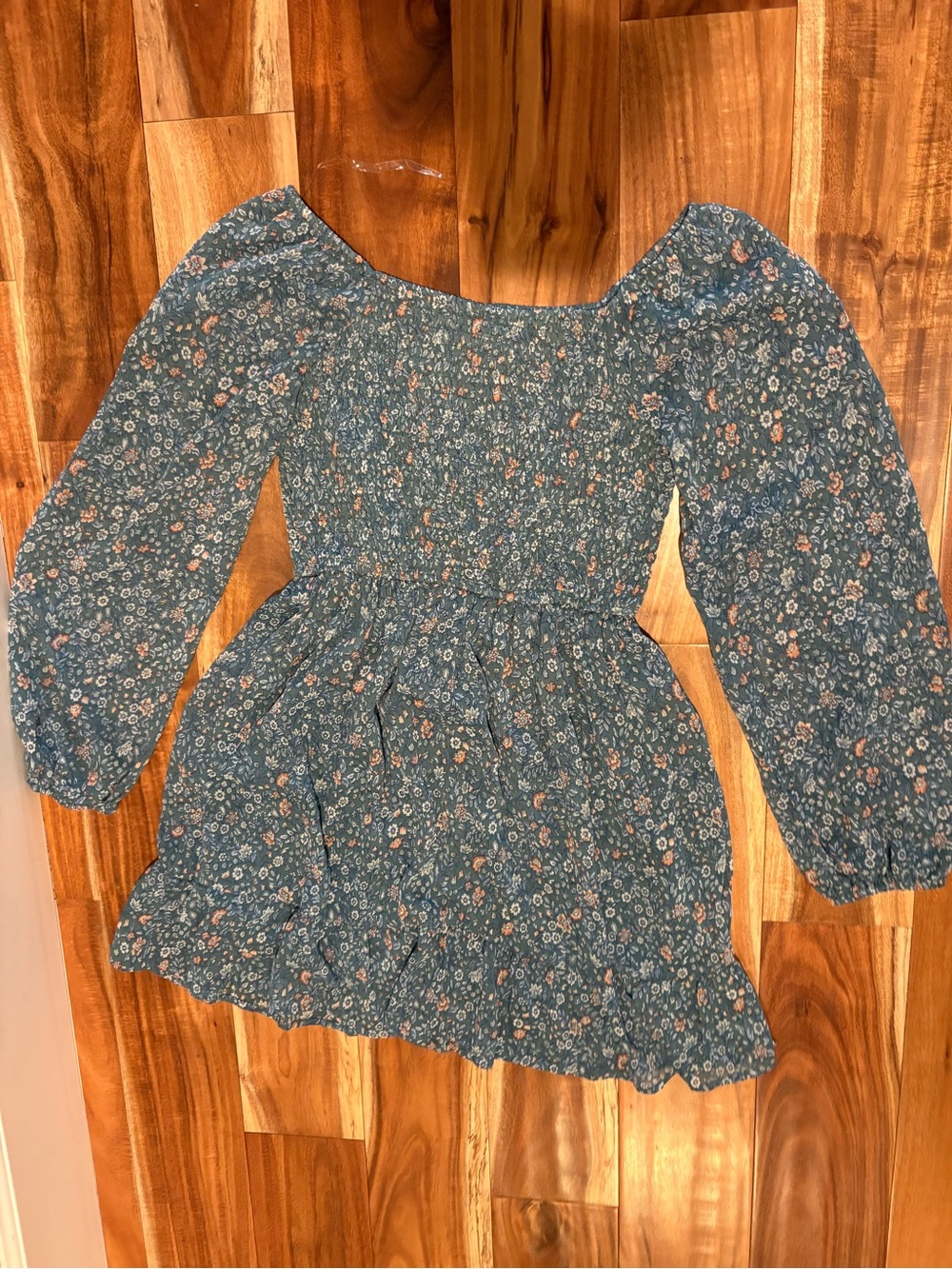 Art Class Blue Floral Smocked Long-Sleeve Girls Dress